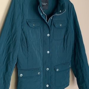 Talbots Quilted teal jacket Sz M. Fully flannel lined for warmth.